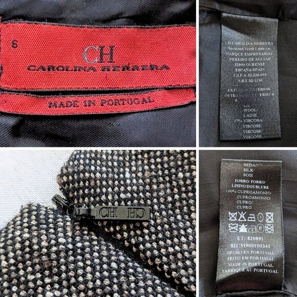 Vtg Y2K 2009 Launch Yr CH CAROLINA HERRERA Gray Wool Tweed Wrap Mini Dress Sz 6 - Picture 4 of 9